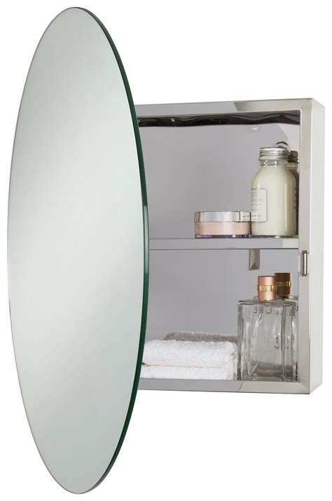 severn circular mirror stainless steel cabinet 50x50x11|Croydex Severn Circular Stainless Steel Mirrored Cabinet.